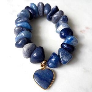 Chunky Sodalite Bracelet, Blue Gemstone Jewelry from Brazil